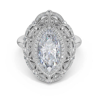 Marquise Estate Diamond Engagement Ring in 18kt White Gold