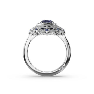 Marquise Estate Sapphire Engagement Ring in 18kt White Gold