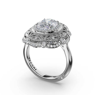 Oval Estate Diamond Engagement Ring in Platinum