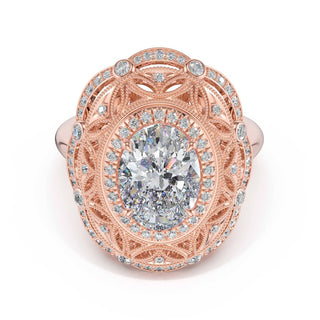 Oval Estate Diamond Engagement Ring in 14kt Rose Gold