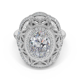 Oval Estate Diamond Engagement Ring in 14kt White Gold