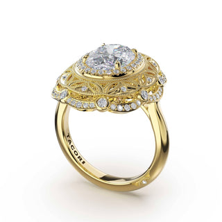 Oval Estate Diamond Engagement Ring in 18kt Yellow Gold
