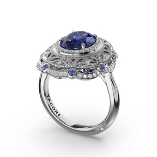 Oval Estate Sapphire Engagement Ring in 14kt White Gold