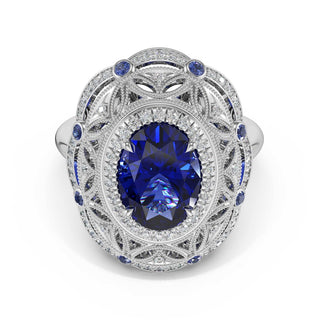 Oval Estate Sapphire Engagement Ring in 14kt White Gold