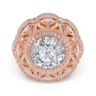 Round Estate Diamond Engagement Ring in 14kt Rose Gold