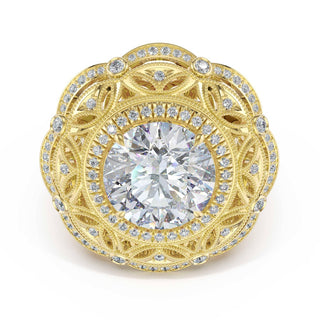 Round Estate Diamond Engagement Ring in 18kt Yellow Gold