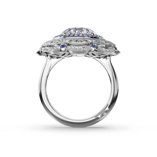Round Estate Diamond and Sapphire Engagement Ring in 14kt White Gold