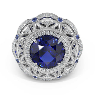 Round Estate Sapphire Engagement Ring in 18kt White Gold