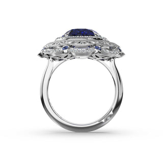 Round Estate Sapphire Engagement Ring in 18kt White Gold
