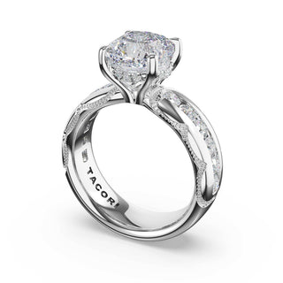 Channel-Set Cushion Solitaire Engagement Ring in Platinum