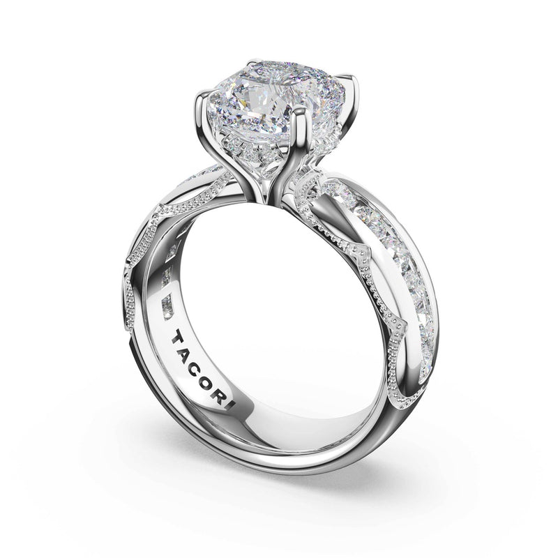 Channel-Set Cushion Solitaire Engagement Ring in 14kt White Gold