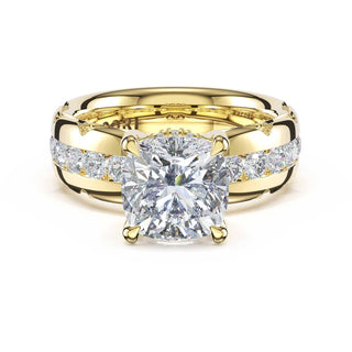 Channel-Set Cushion Solitaire Engagement Ring in 14kt Yellow Gold