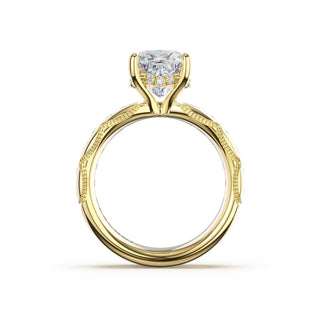 Channel-Set Cushion Solitaire Engagement Ring in 14kt Yellow Gold