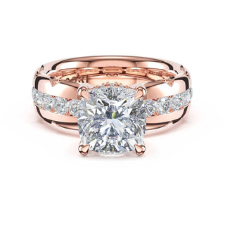Channel-Set Cushion Solitaire Engagement Ring in 14kt Rose Gold
