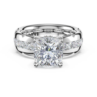 Channel-Set Cushion Solitaire Engagement Ring in 18kt White Gold