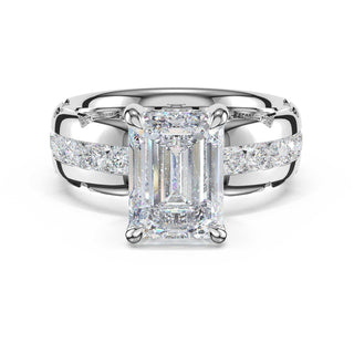 Channel-Set Emerald Solitaire Engagement Ring in Platinum