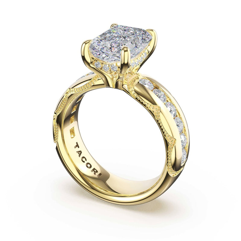Channel-Set Emerald Solitaire Engagement Ring in 14kt Yellow Gold