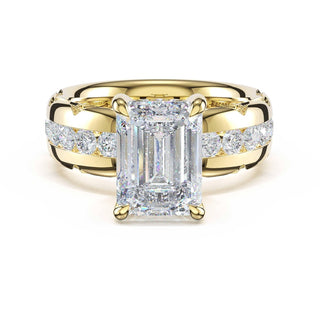 Channel-Set Emerald Solitaire Engagement Ring in 14kt Yellow Gold