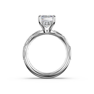 Channel-Set Emerald Solitaire Engagement Ring in 14kt White Gold