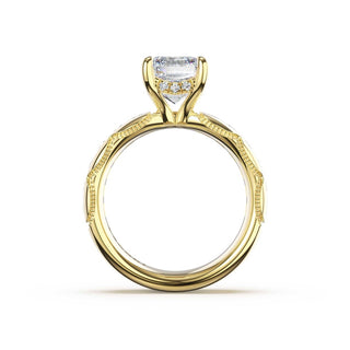 Channel-Set Emerald Solitaire Engagement Ring in 18kt Yellow Gold