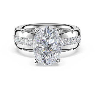 Channel-Set Oval Solitaire Engagement Ring in Platinum