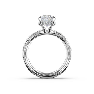 Channel-Set Oval Solitaire Engagement Ring in Platinum