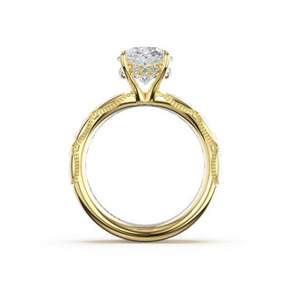 Channel-Set Oval Solitaire Engagement Ring in 18kt Yellow Gold