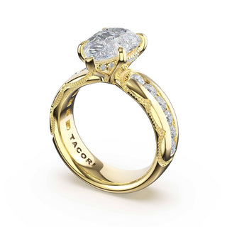 Channel-Set Pear Solitaire Engagement Ring in 18kt Yellow Gold