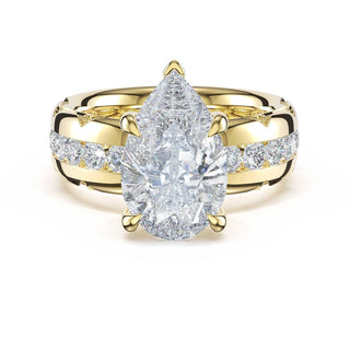 Channel-Set Pear Solitaire Engagement Ring in 18kt Yellow Gold