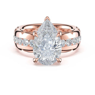 Channel-Set Pear Solitaire Engagement Ring in 18kt Rose Gold