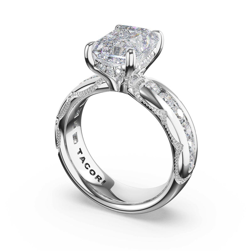 Channel-Set Radiant Solitaire Engagement Ring in 14kt White Gold
