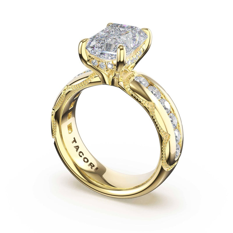 Channel-Set Radiant Solitaire Engagement Ring in 14kt Yellow Gold
