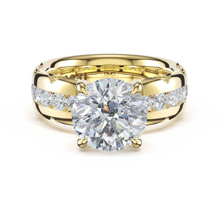 Channel-Set Round Solitaire Engagement Ring in 18kt Yellow Gold