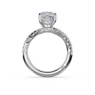 Pavé Bypass Cushion Engagement Ring in Platinum