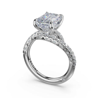 Pavé Bypass Emerald Engagement Ring in Platinum