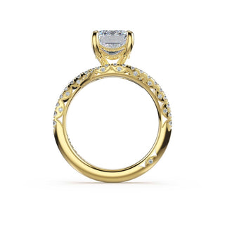 Pavé Bypass Emerald Engagement Ring in 14kt Yellow Gold