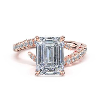 Pavé Bypass Emerald Engagement Ring in 14kt Rose Gold