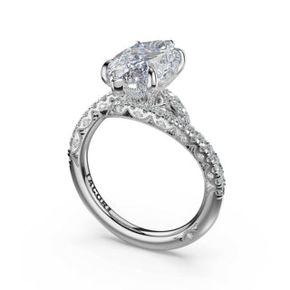 Pavé Bypass Marquise Engagement Ring in Platinum