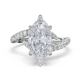 Pavé Bypass Marquise Engagement Ring in Platinum