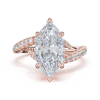 Pavé Bypass Marquise Engagement Ring in 14kt Rose Gold