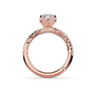 Pavé Bypass Marquise Engagement Ring in 14kt Rose Gold