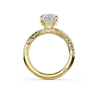 Pavé Bypass Oval Engagement Ring in 14kt Yellow Gold