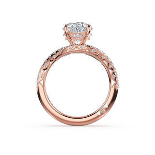 Pavé Bypass Oval Engagement Ring in 14kt Rose Gold