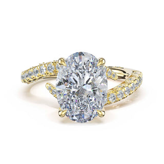 Pavé Bypass Oval Engagement Ring in 18kt Yellow Gold