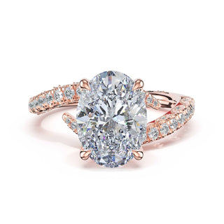 Pavé Bypass Oval Engagement Ring in 18kt Rose Gold