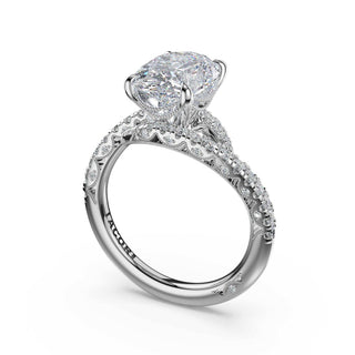 Pavé Bypass Oval Engagement Ring in 18kt White Gold