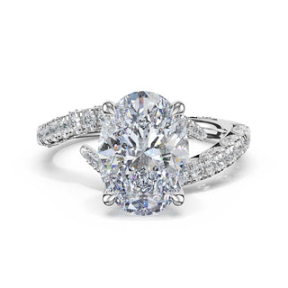 Pavé Bypass Oval Engagement Ring in 18kt White Gold