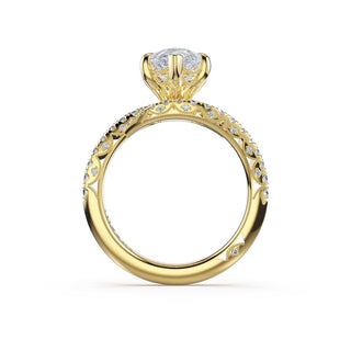 Pavé Bypass Pear Engagement Ring in 14kt Yellow Gold