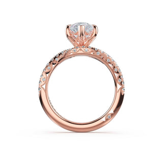 Pavé Bypass Pear Engagement Ring in 14kt Rose Gold