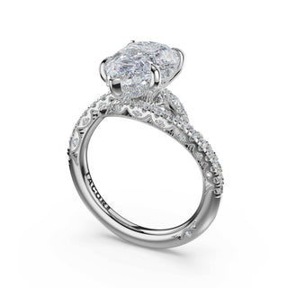Pavé Bypass Pear Engagement Ring in 14kt White Gold
